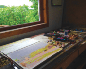 A pastel worktable in Kahn’s Vermont studio