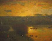 George Inness, Sunset on the Passaic, oil on canvas, 1891, tinted by glazing