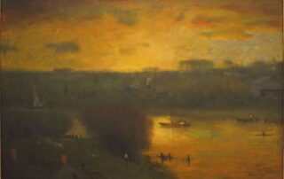 George Inness, Sunset on the Passaic, oil on canvas, 1891, tinted by glazing